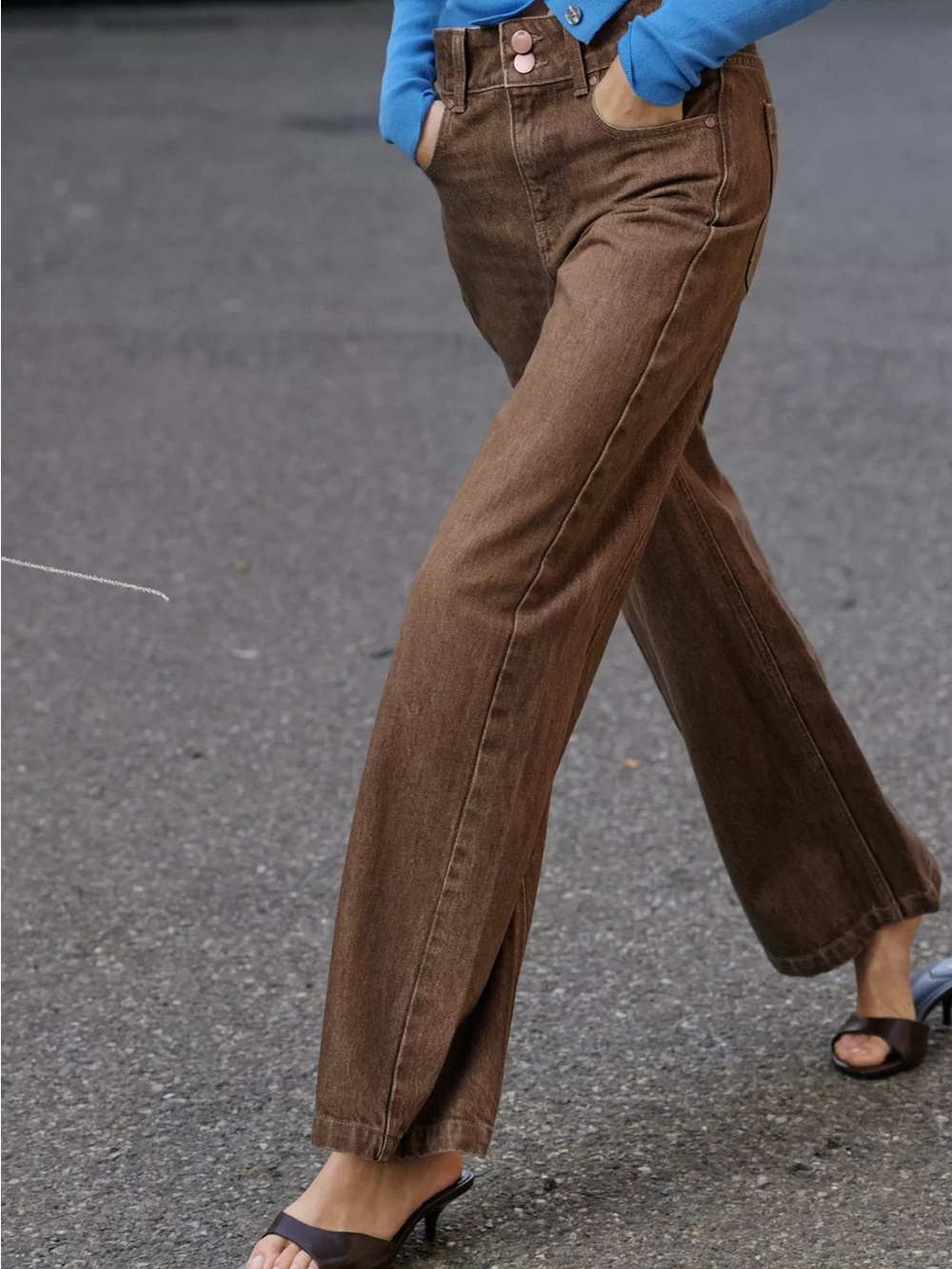 Zara Chocolate Brown Wide-Leg Jeans